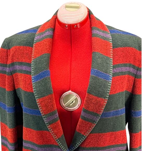 Casual Corner Vintage Red Wool Blend Aztec Western Country Blazer Women 10 - Picture 5 of 8